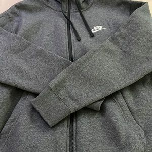 Nike Men's Sportswear Club Fleece Full-Zip Hoodie (Size: L) Charcoal Heather